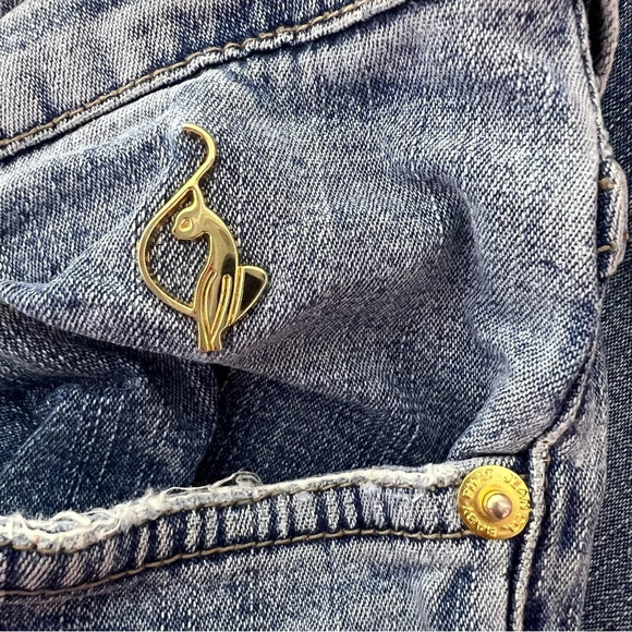 Baby phat capri pants denim jeans cat logo metal gold hardware  y2k 2000s - Picture 3 of 13
